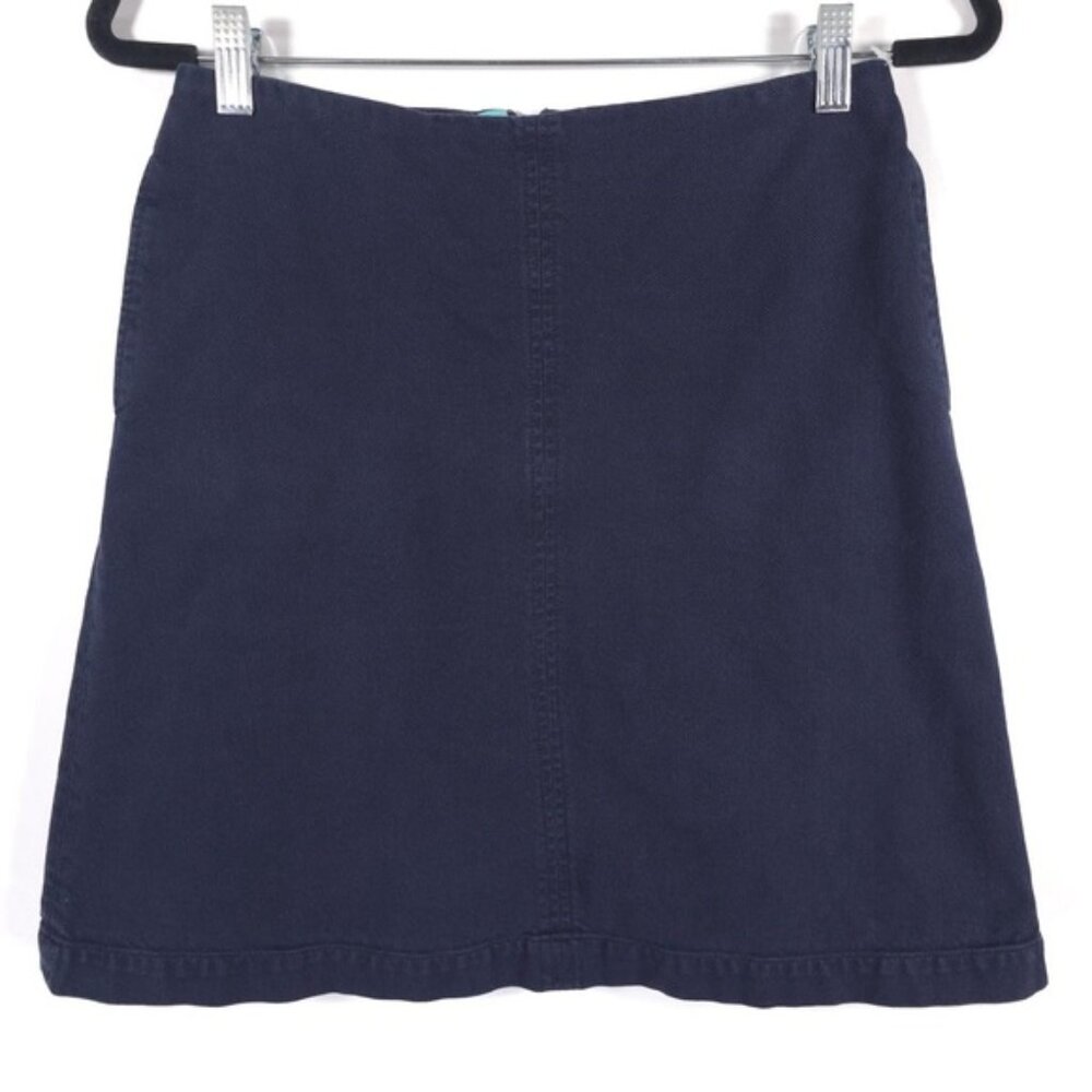 Boden Women’s Mini Skirt Navy Textured Cotton Back Zip A-Line WG528 Size 6R